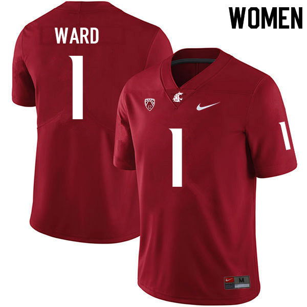Women #1 Cameron Ward Washington State Cougars College Football Jerseys Sale-Crimson